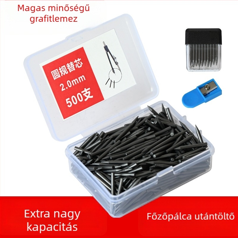 2,0 mm körző grafitmag – rozsdamentes acél refill, 3-in-1, körök rajzolásához, diákok és vizsgák a tervezésben