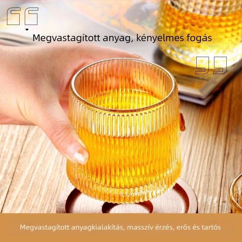 Forgó poháralj gyroszkóppal, whisky pohár kalapált textúrával, gravírozott vastag pohár