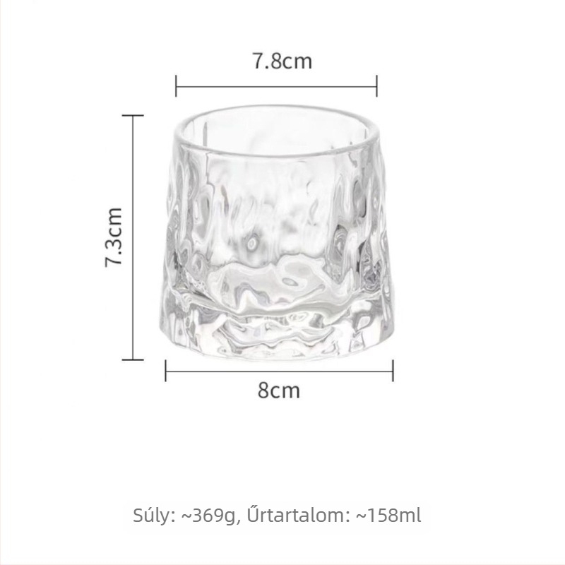 Forgó poháralj gyroszkóppal, whisky pohár kalapált textúrával, gravírozott vastag pohár