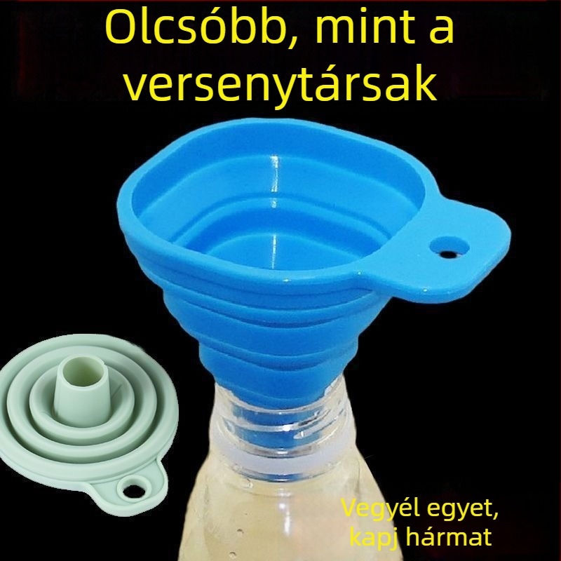 Összecsukható szilikon tölcsér otthoni használatra, kis átmérőjű olajöntéshez.