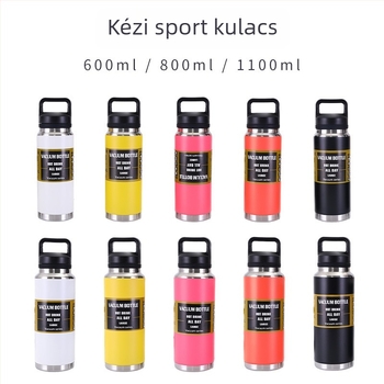 304 rozsdamentes acélból készült vákuum-szigetelt sportos palack kézi fogantyúval, nagy kapacitású kültéri használatra