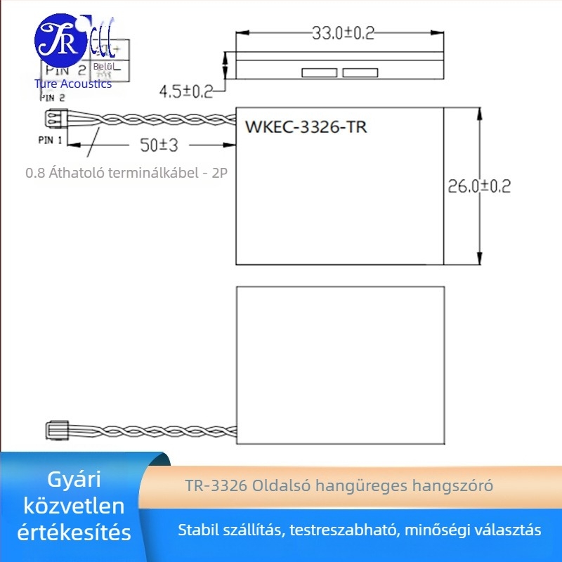 3326 oldalsó hangkamra hangsugárzó, 8 Ω, 2 W, AI hang