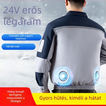 Vékony hűtőmunkaruha beépített ventilátorral, szennyeződésnek ellenálló színkombinációval, építőipari munkásoknak, tűzálló, pamut-lin összetétel