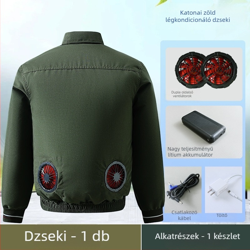 Vékony hűtőmunkaruha beépített ventilátorral, szennyeződésnek ellenálló színkombinációval, építőipari munkásoknak, tűzálló, pamut-lin összetétel