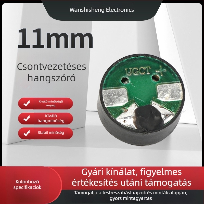 11 mm-es csontvezetésű hangszóró Bluetooth fülhallgatókhoz, 8 Ω, 1 W
