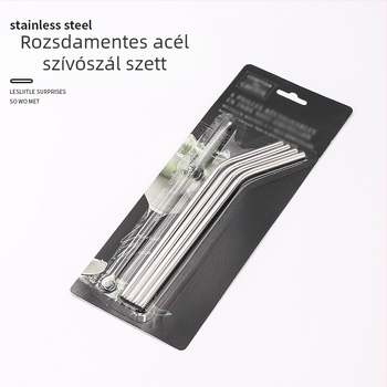 304 rozsdamentes acél szívószálak készlet tisztító kefével, színes egyenes szívószálak a kávéhoz