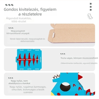 Kartonból készült dinoszaurusz jelmez gyerekeknek 3-6 éveseknek, DIY összeszerelhető jelmez óvodai előadásokhoz