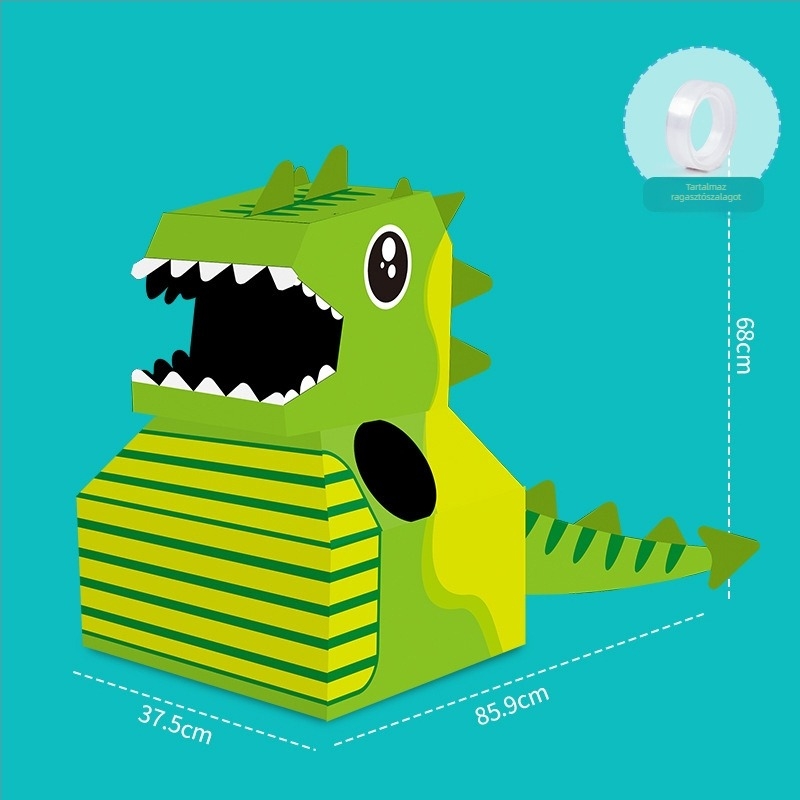 Kartonból készült dinoszaurusz jelmez gyerekeknek 3-6 éveseknek, DIY összeszerelhető jelmez óvodai előadásokhoz