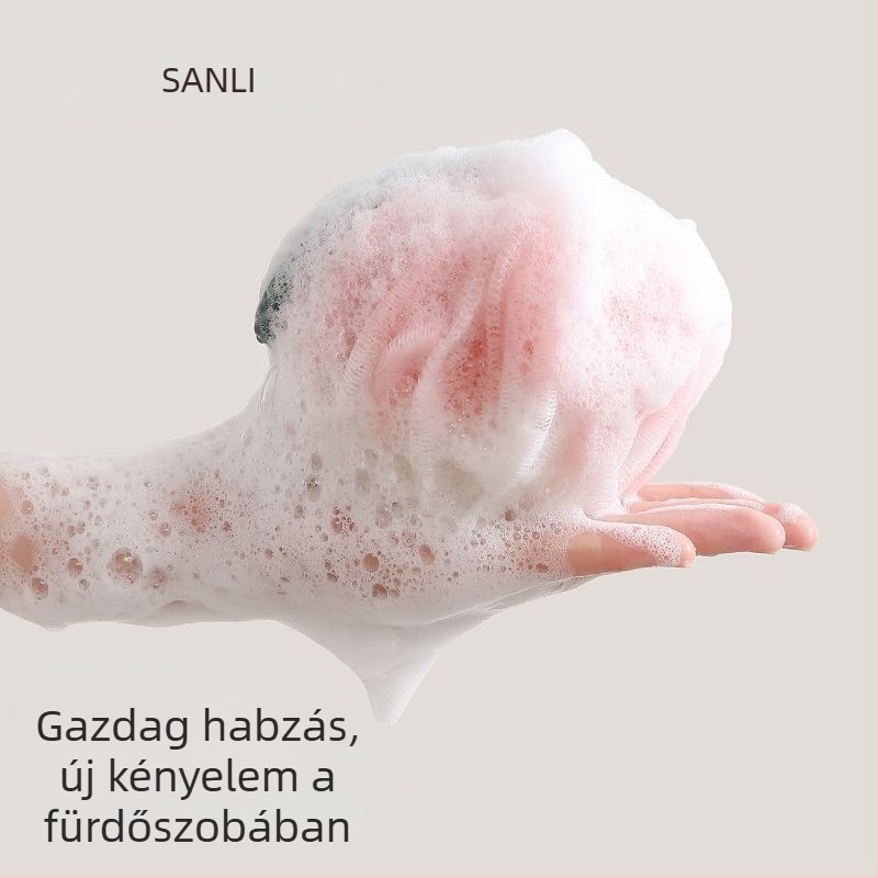 Sanli PE fürdőlabda habzó labdával, törölköző a fürdéshez, hátmasszírozó szivacs és fürdővirág