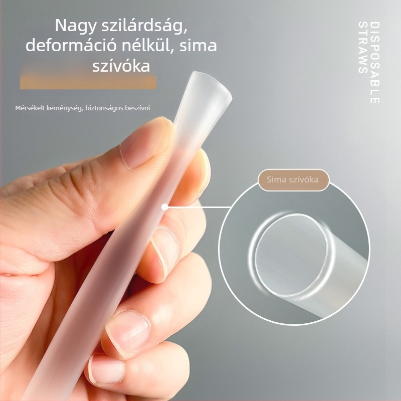 Egyszer használatos PP-anyagú szívócső, egyenes cső, egyéni csomagolású, élelmiszer-minőségű műanyag, kávéhoz, hűtött italokhoz és bubble tea-hez