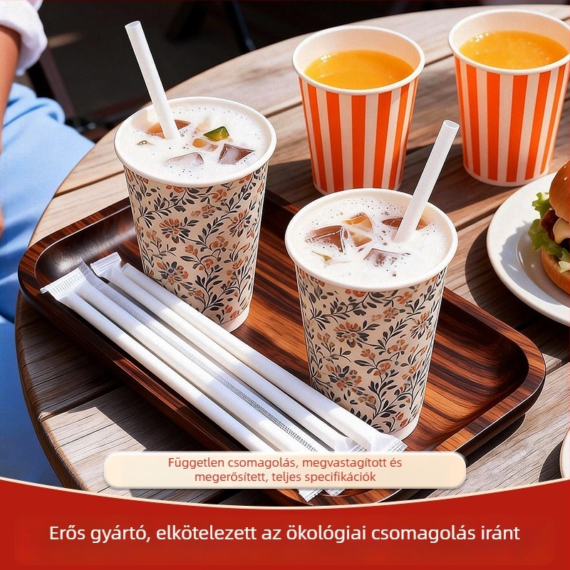 Bubble Tea-hez való PLA biodegradálható szívószálak egyedi csomagolásban, vastag, élelmiszer-minőségű