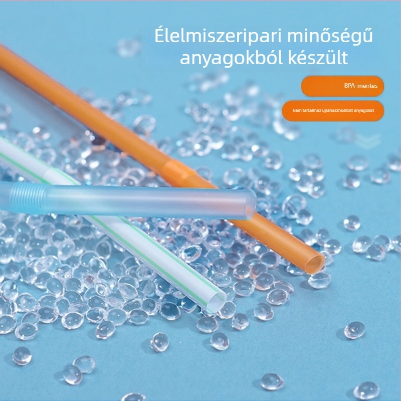 Személyre szabható, egyenként csomagolt, egyszer használatos kávé- és tejes tea szívószálak kereskedelmi használatra, környezetbarát, magas hőmérséklet-tűrő PLA biológiailag lebomló szívószálak