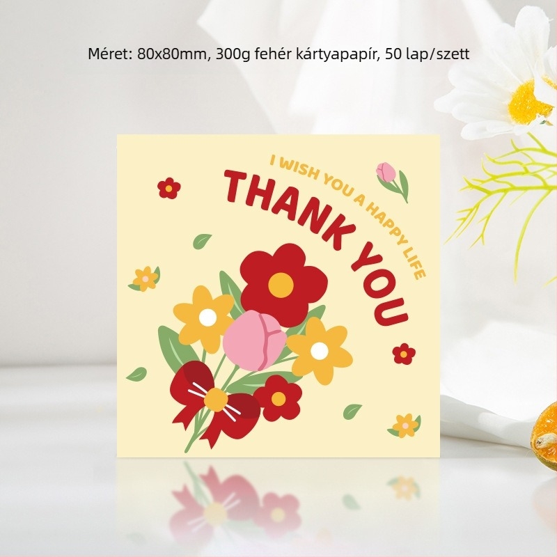 Négyzet alakú üres köszönőlap, egyszerű, modern dizájn esküvőkre és születésnapokra