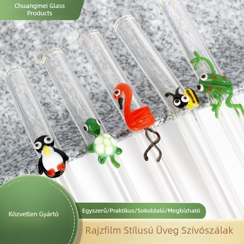 Görbe boroszilikát üveg szívószál
