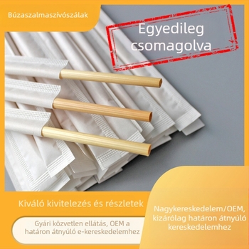Egyenként csomagolt búzaszálas szívószálak, 15–20 cm, biológiailag lebomló