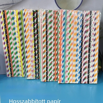 100 darab hosszú papírszívócső marshmallowhoz, 6x30, több színű díszítő desszertpálcák, üreges
