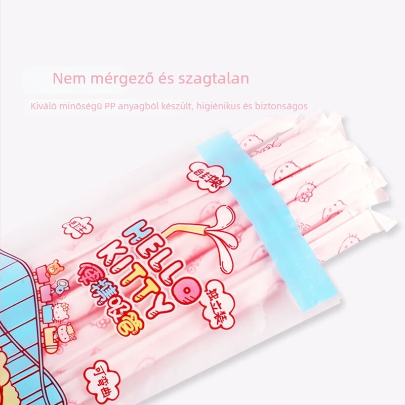 Yijie Sanrio együttműködésben készült egyszer használatos szívószálak, 25 db/csomag, rajzfilmszerű dizájn, hajlítható, egyenként csomagolva