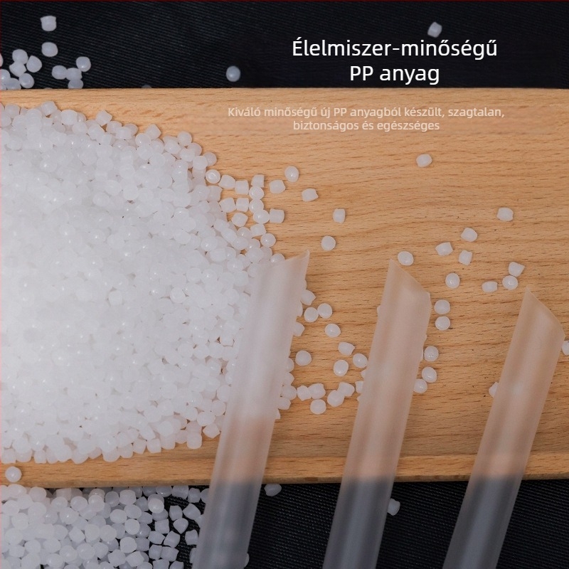 Egyszer használatos műanyag szívószálak egyenes csővel, 1000 db, hegyes végűek, egyenként csomagolva, tejes tea, szója tej és zabkása esetén
