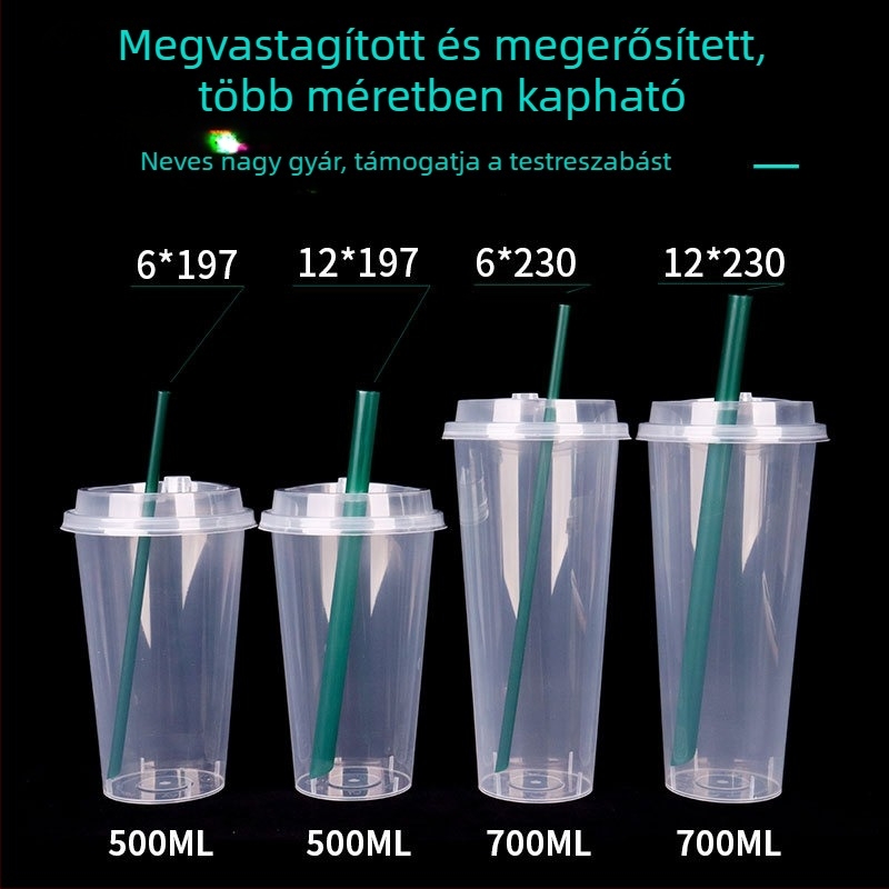 Sötétzöld egyszer használatos bubble tea szívószálak egyenként csomagolva, vékony egyenes szívószálak, 200 darab