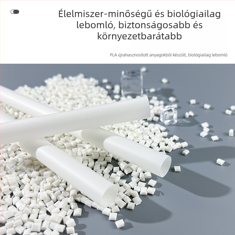 Egyszer használatos PLA szívószálak, élelmiszer-minőségű polilaktid, hőálló, egyedi csomagolású, vastag szívószálak tejes teához