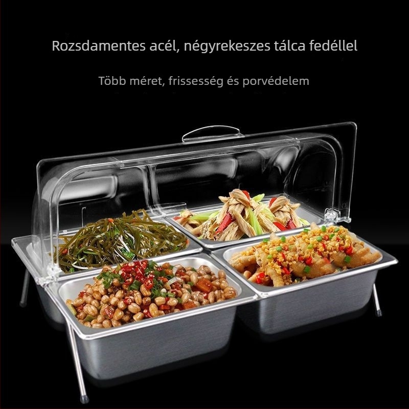 Büfé tálca fedél, négyszögletes, átlátszó akril ételfedél, tortok és desszertek számára, porvédő fedél