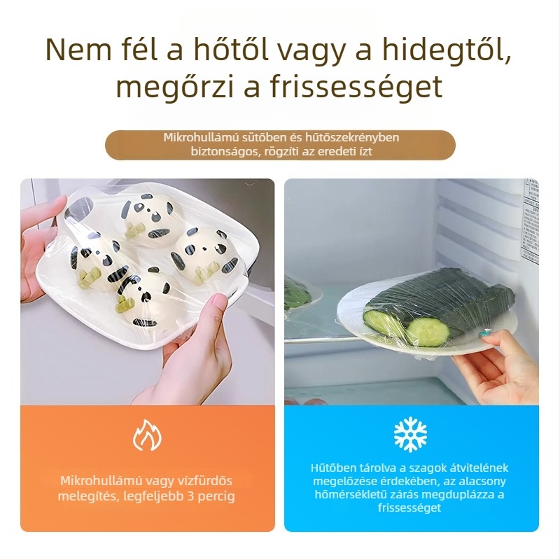 Élelmiszer-minőségű maradék ételekhez készített fedő készlet háztartási hűtőkhöz, eldobható rugalmas fóliafedők húzható fedőkkel