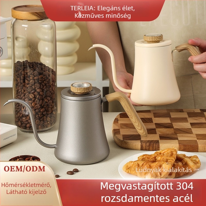 Kézi pour-over kávéfőző kanna vékony nyílással és hattyúnyakú kivitelben, 600 ml