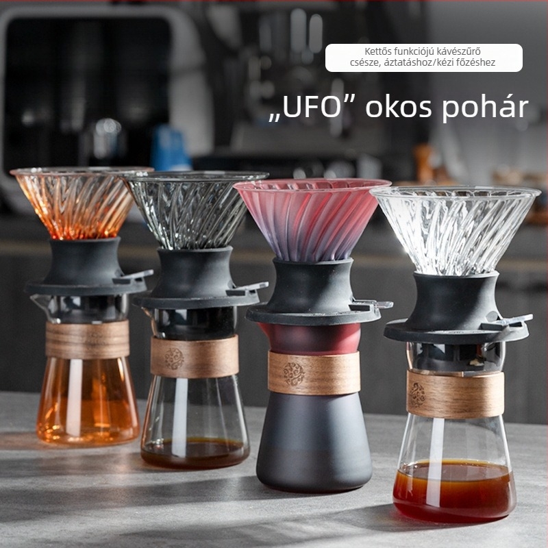 Kézi pour-over kávékészítő készlet üvegből készült drip-pel és szűrő pohárral kávéhoz és teához