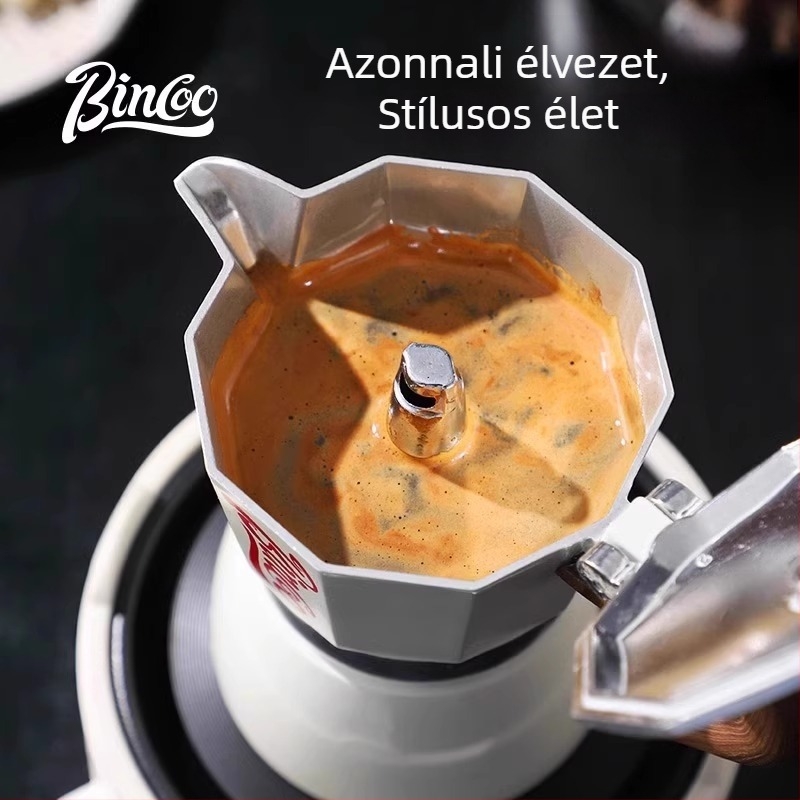 Bincoo Moka Pot kávéfőző készlet kézi őrlővel, kompakt mini eszpresszó