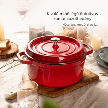 Zománcozott vasfazék, modern minimál stílus, 3,1–4 l, tapadásmentes, levesekhez és pörköltekhez