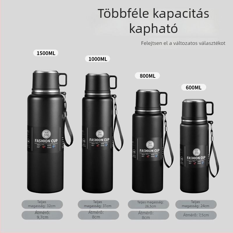 316 rozsdamentes acél termosz bögre, nagy kapacitású, hordozható tea- és vízhez, teafilterrel és szeparátorral, egyedi logóval
