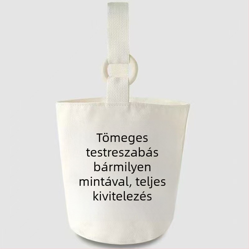 Pamutvászon táska kávé és milk tea mintával, mini oldaltáska, vödrögtáska Instagram-stílusban, testreszabható
