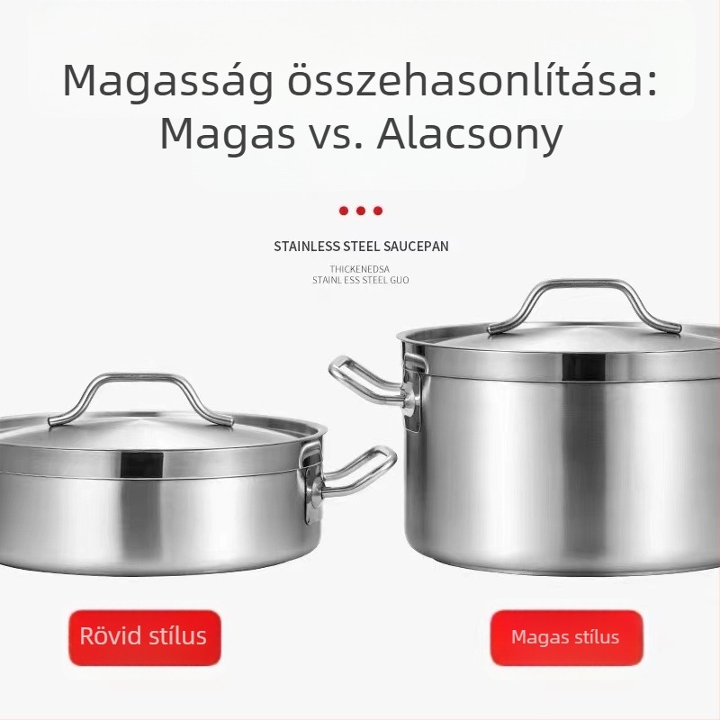 Rozsdamentes acélból készült háromrétegű aljzattal, egykezes edény, bevonat nélküli, indukciós főzőlaphoz, magas hőállóságú