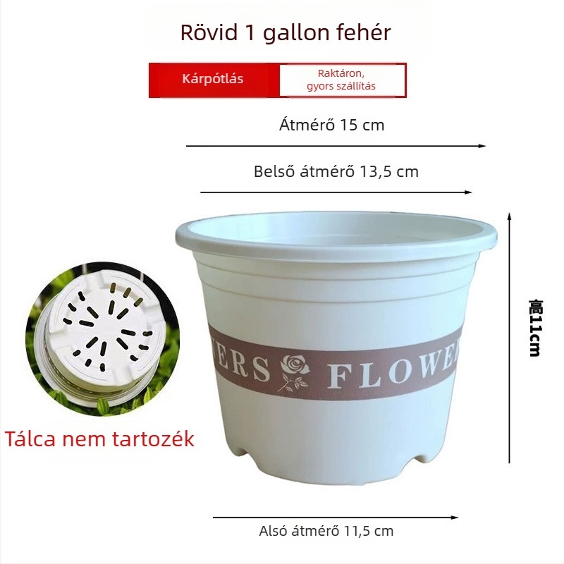 Fehér műgyanta virágtartó, kör alakú, lélegző gyökérkontrollal, rózsa és hortenzia számára, műanyag, testreszabható