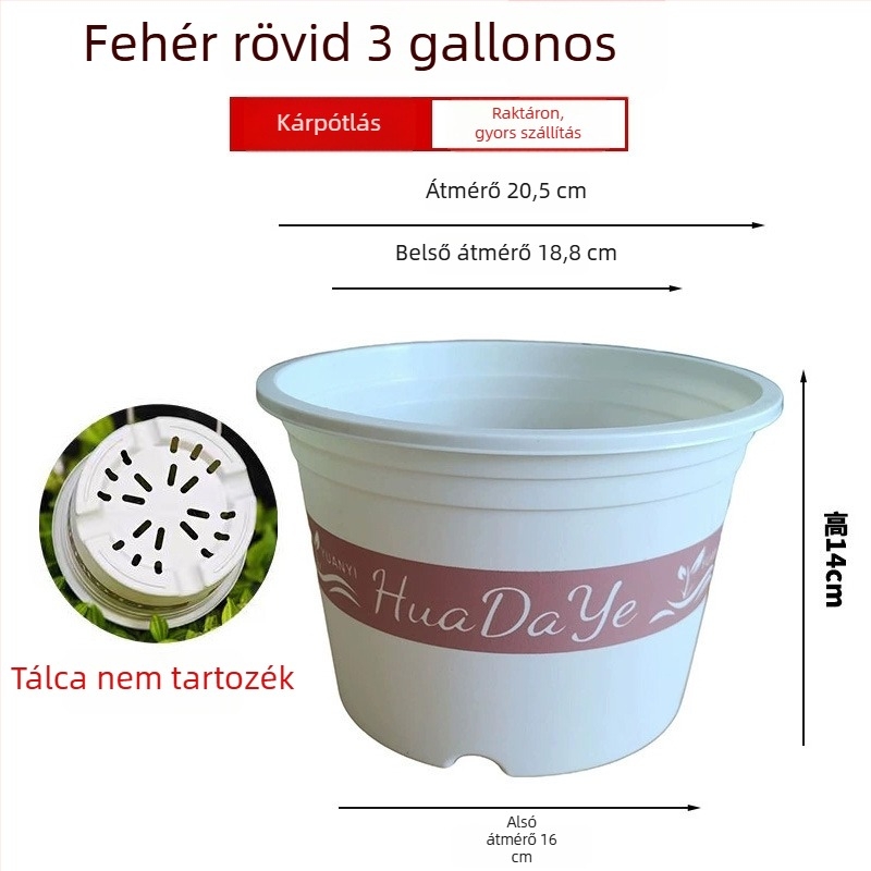 Fehér műgyanta virágtartó, kör alakú, lélegző gyökérkontrollal, rózsa és hortenzia számára, műanyag, testreszabható
