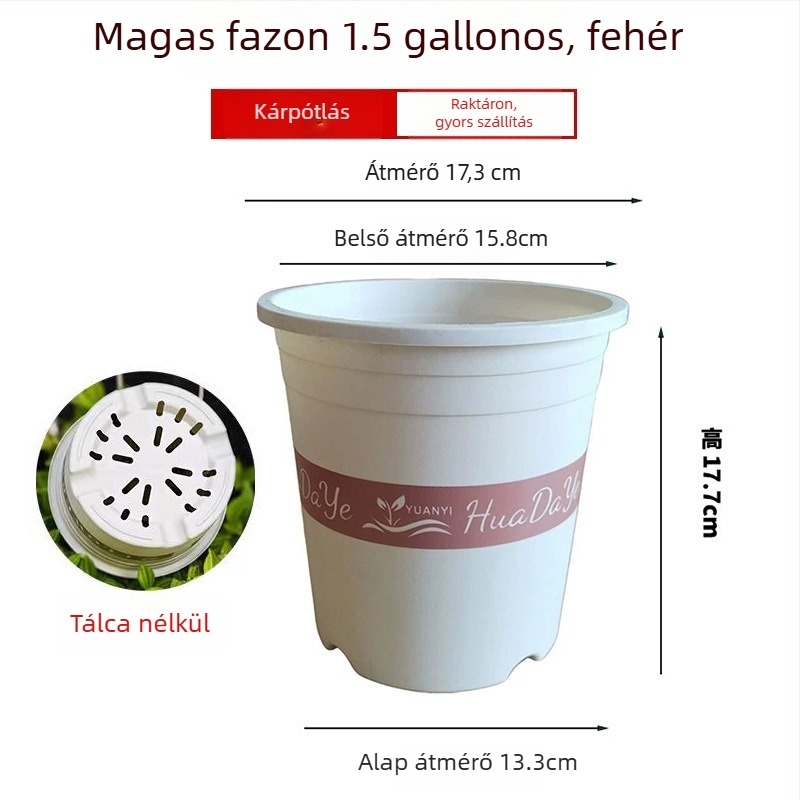 Fehér műgyanta virágtartó, kör alakú, lélegző gyökérkontrollal, rózsa és hortenzia számára, műanyag, testreszabható