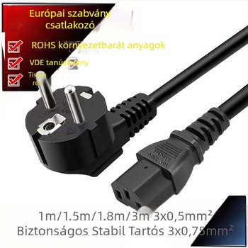 BS brit standard dugvilla kábel, 2–3 vezeték, 3‑pin vég, nyolcas alakú vég