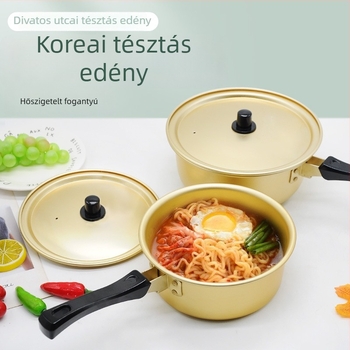 Koreai stílusú alumínium leveses fazék fogantyúval, tészta- és hot pot főzéséhez, kapacitás 2,1–3 L