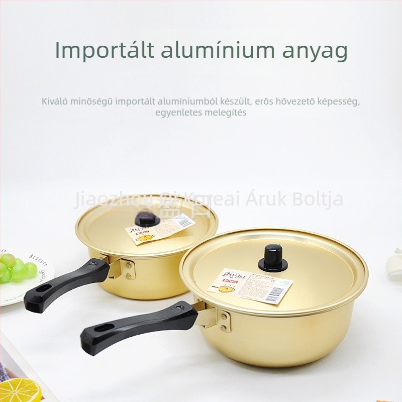 Koreai stílusú alumínium leveses fazék fogantyúval, tészta- és hot pot főzéséhez, kapacitás 2,1–3 L