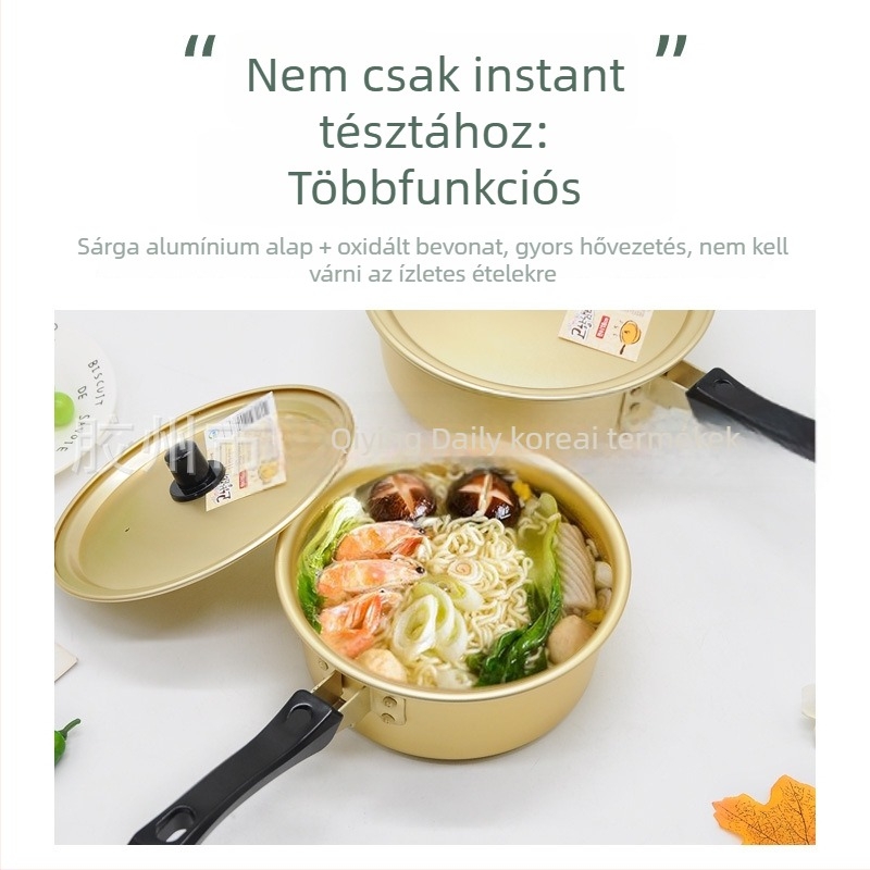 Koreai stílusú alumínium leveses fazék fogantyúval, tészta- és hot pot főzéséhez, kapacitás 2,1–3 L