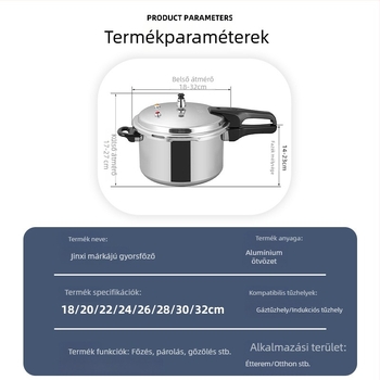 Jinxi márkájú nyomásfőző edény háztartási használatra, kompatibilis gázfőzővel és indukciós főzőfelülettel, univerzális, élelmiszer-minőségű, robbanásbiztos konyhai edény