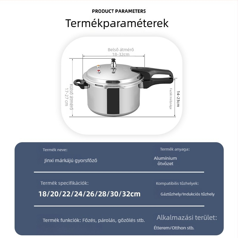 Jinxi márkájú nyomásfőző edény háztartási használatra, kompatibilis gázfőzővel és indukciós főzőfelülettel, univerzális, élelmiszer-minőségű, robbanásbiztos konyhai edény