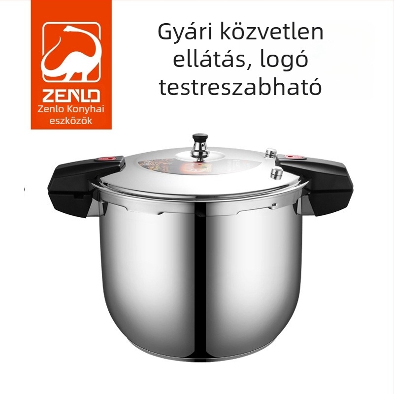 Zhenlong 304 rozsdamentes acél nyomásos fazék gázfőzőhöz és indukciós főzőlaphoz, kereskedelmi, dupla fogantyúval