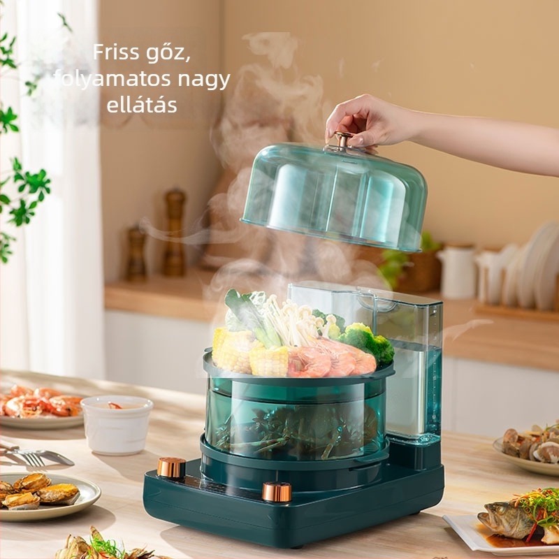 WONREAL elektromos gőzölő otthoni használatra, szeparált rekeszekkel, két szintes gőztartó tojások párolásához