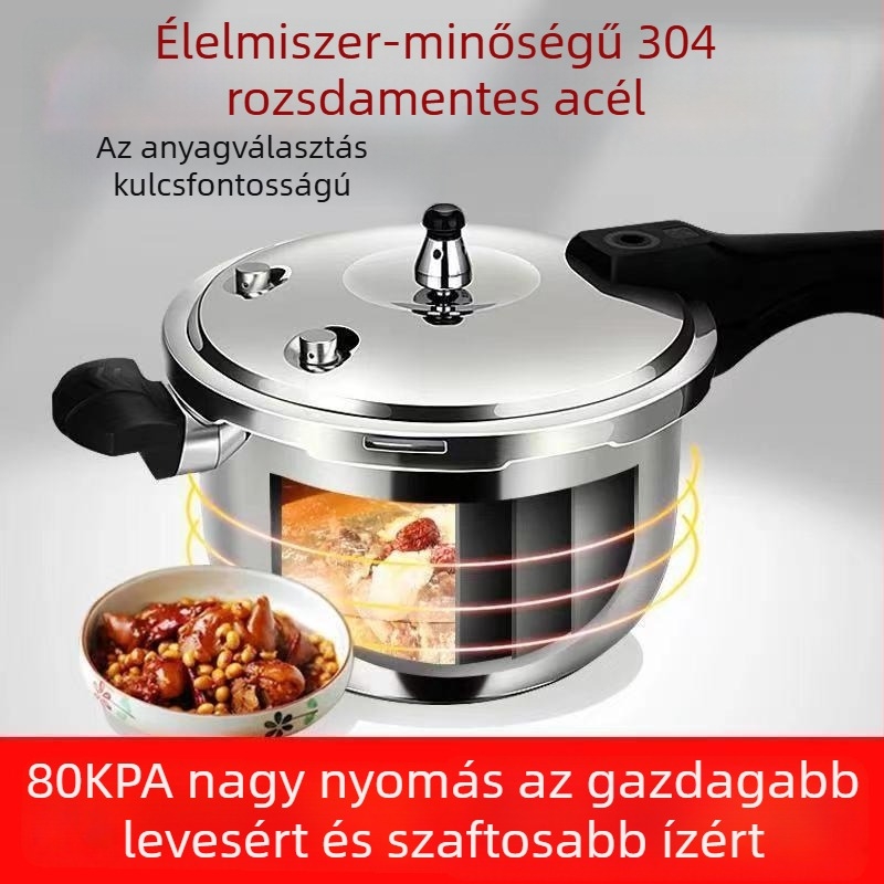 Jinxi 304 rozsdamentes acélból készült nyomásos fazék háztartási felhasználásra, kompatibilis gázzal és indukciós főzőfelülettel, robusztus kivitel