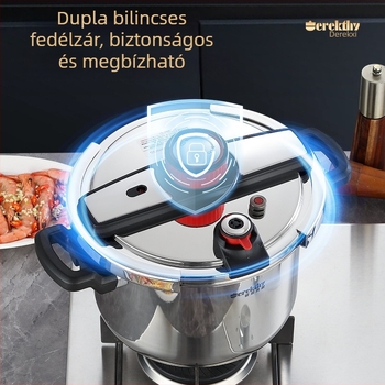 Német tervezésű vastag falú robbanásbiztos nyomásfőző, 304 rozsdamentes acél, nagy kapacitású háztartási felhasználásra, kompatibil minden főzőfelülettel
