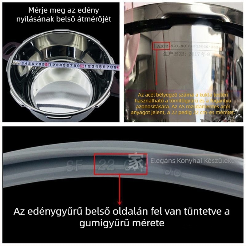 Szilikon tömítőgyűrű nyomásos edényhez, univerzális méretek 18/20/22/24/26