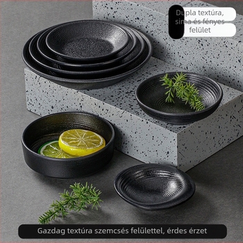 Melamin étkészlet nordic stílusban, szabálytalan forma, egyszínű tányérok, mártásos/dip tál, porcelánhatás, kereskedelmi használatra