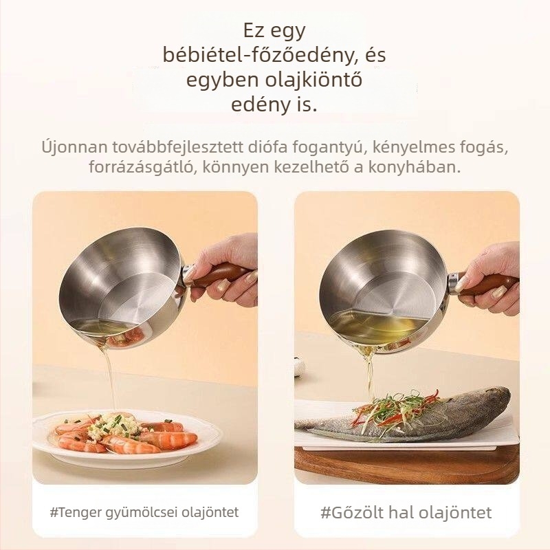 Extra vastag 304 élelmiszer-minőségű rozsdamentes acél leveses fazék fogantyúval – többfunkciós edény tésztához, tejhez és forró olajhoz
