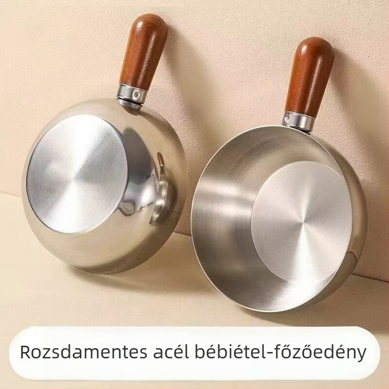 Extra vastag 304 élelmiszer-minőségű rozsdamentes acél leveses fazék fogantyúval – többfunkciós edény tésztához, tejhez és forró olajhoz